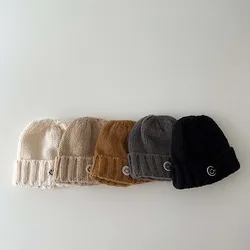 Children's Knitted Hats For Boys Girls 2023 Autumn Winter Baby Warm Wool Hat Solid Color Children Bonnet Caps