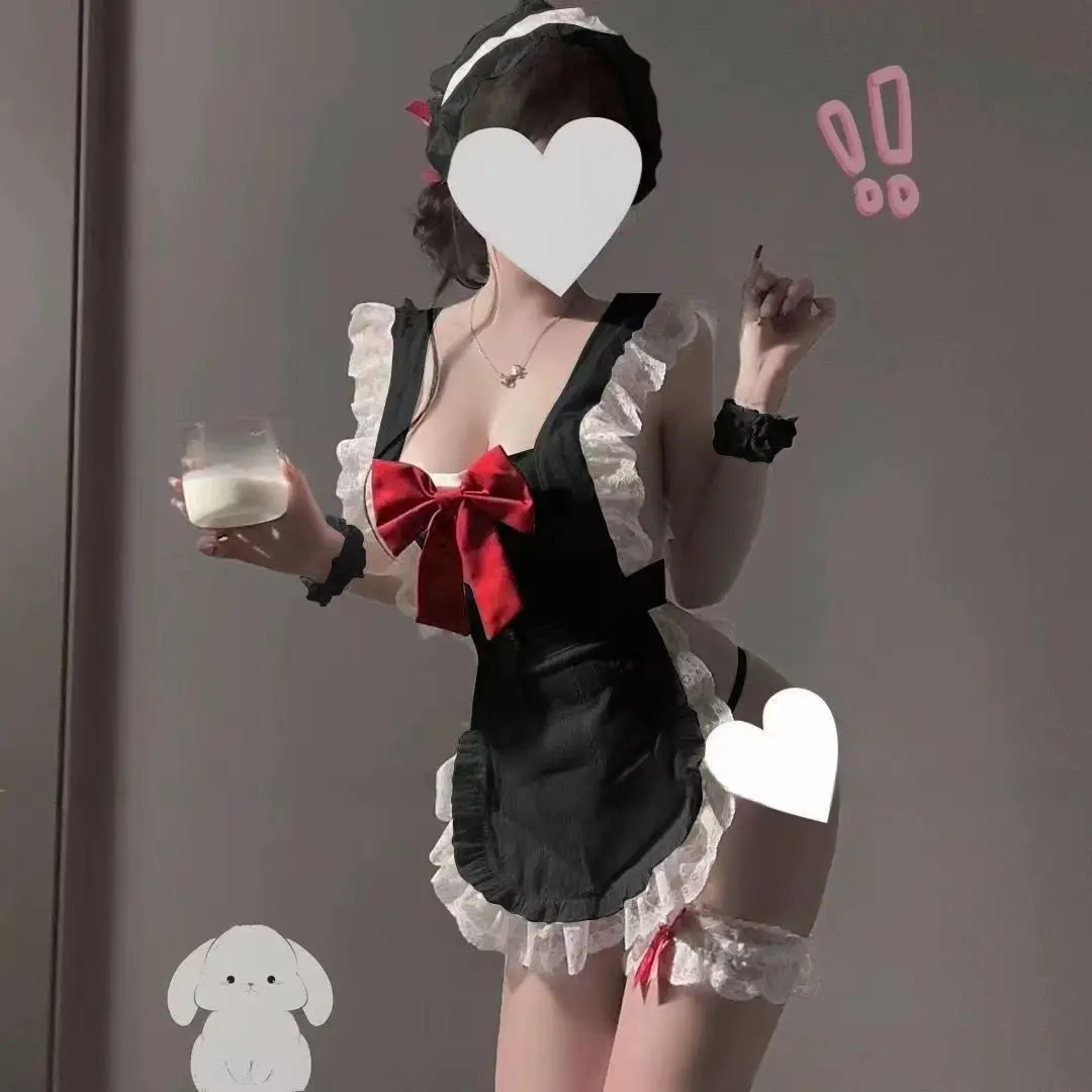

Sexy Lingerie with Bow, Maid Apron, Pure Lust Style, Revealing Buttocks, No Need to Take Off Uniform, Small Breasts, Pure Lust Cute Outfit