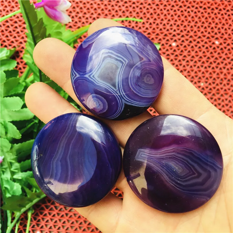 45mm Natural crystal purple agate round sweater chain mineral with holes for home decoration