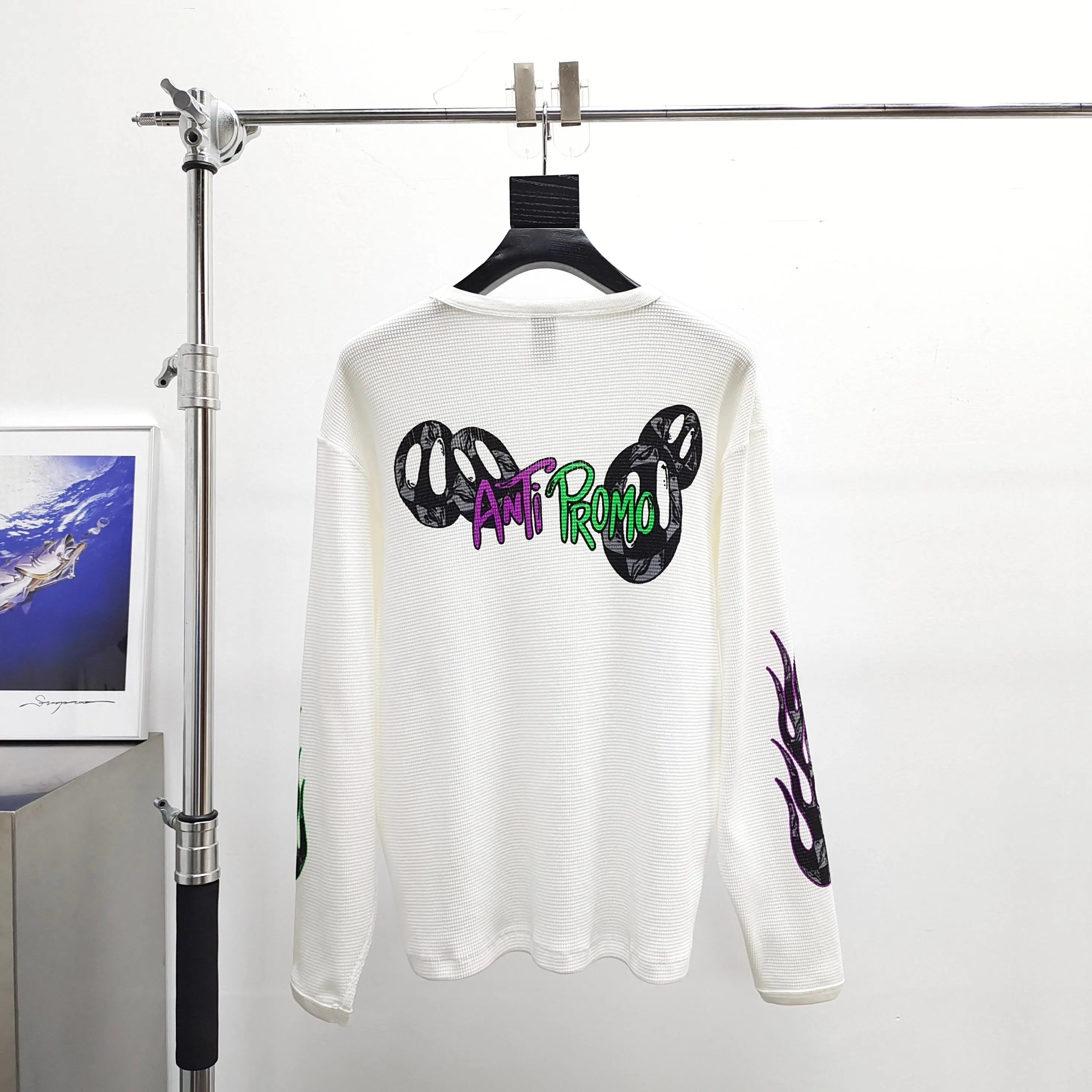Matty Boy Anti Promo Two Sleeves Flame Waffle White Long Sleeve T-Shirt