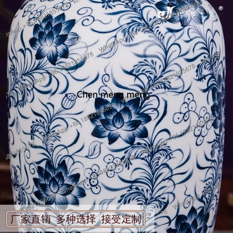 A74Hand-painted lotus flower winter melon bottle Jingdezhen ceramic small vase blue and white porcelain factory direct sales