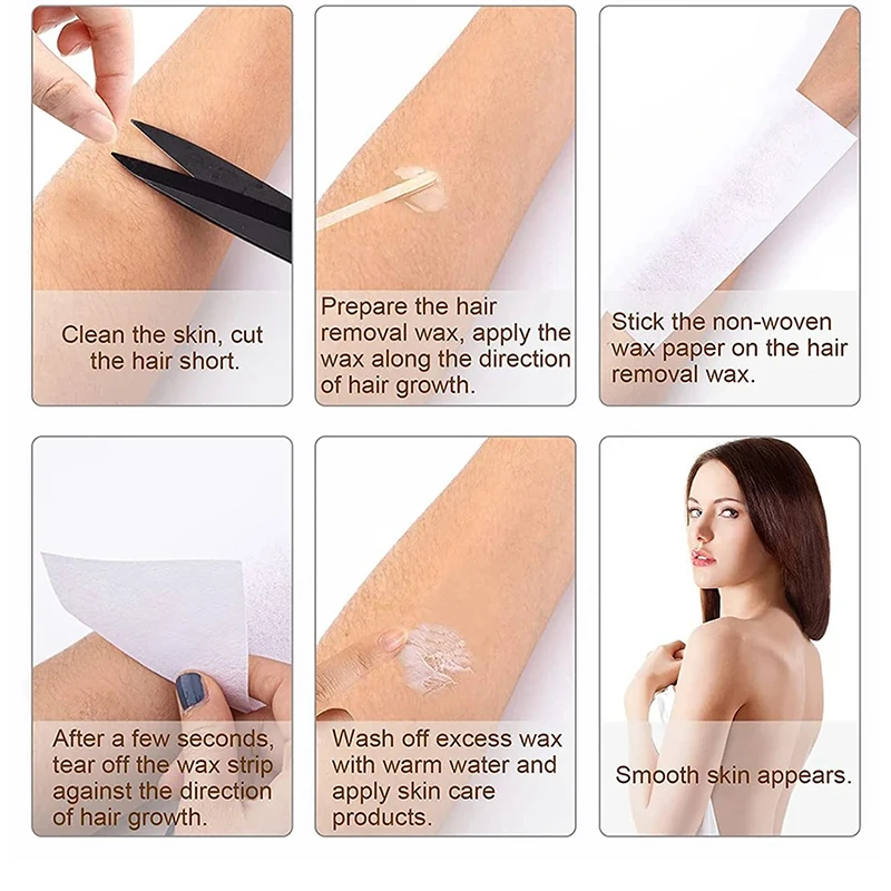 Depiladora depilatoria de doble cara, tira de cera, almohadilla de papel, parche para depilación para cara/piernas, cuerpo/bikini/as axilas, 20 Uds.