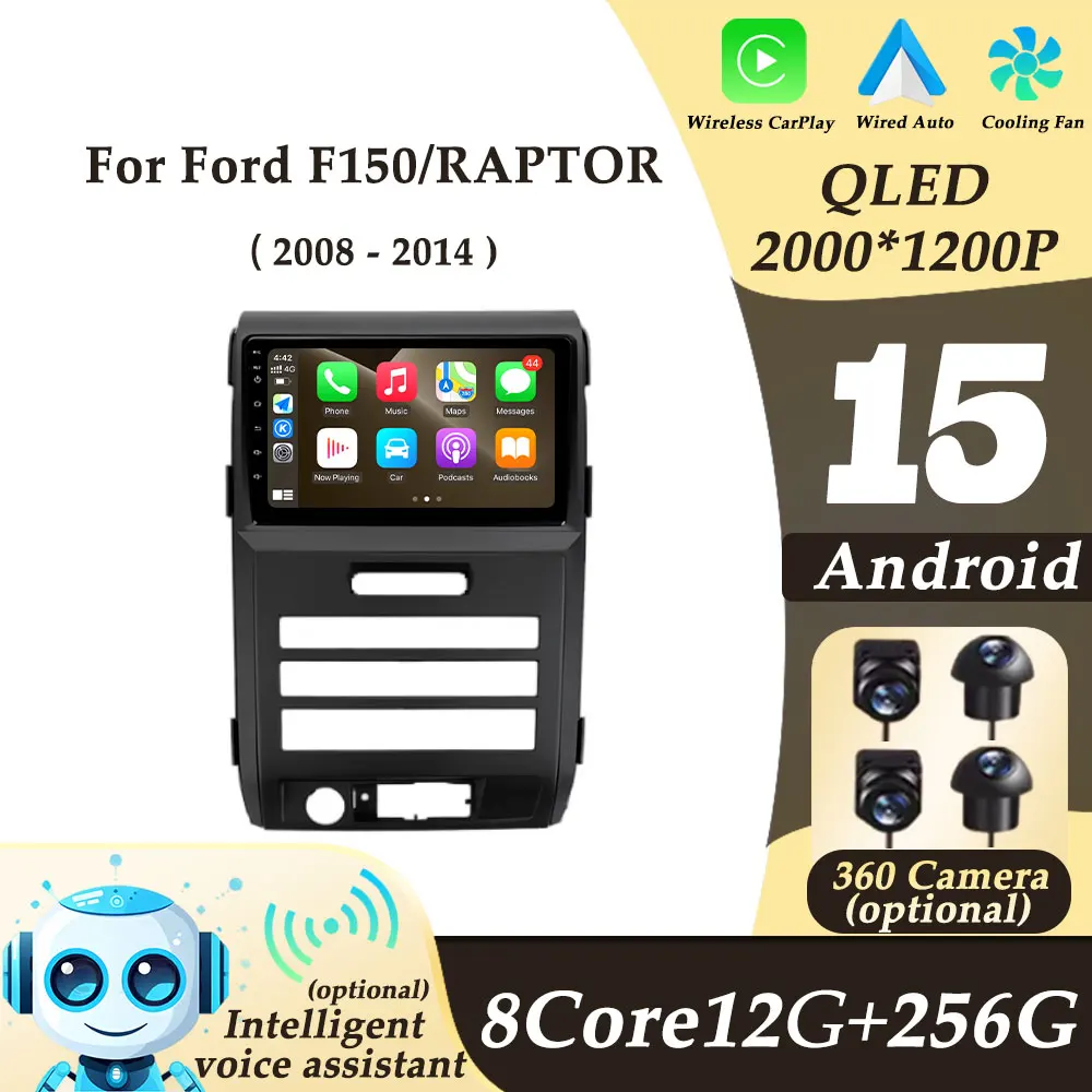 

Разделенный экран GPS Navi 2K QLED LHD для Ford F150 RAPTOR 2008-2014 Беспроводной CarPlay Android 15 Автомобильный радиоприемник Видео Мультимедийный плеер