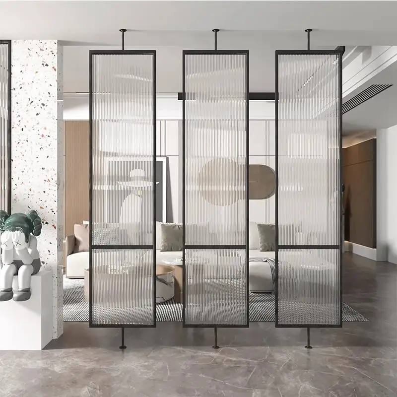 Nordic Changhong glass partition wrought iron screen living room modern simple light luxury entry