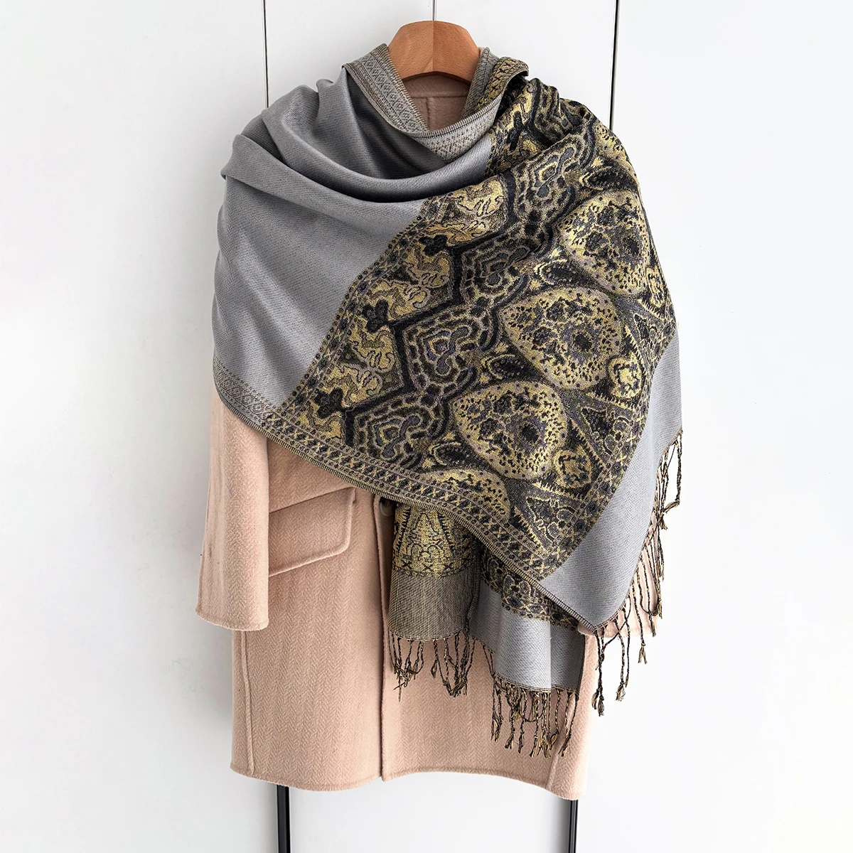 Luxury Scarf For Women Autumn Faux Cashmere Pashmina Shawl Wrap Warm Winter Shawl Design Print Female Foulard Stoles Brand view 6
