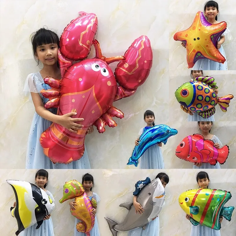 Ocean Animal Balloons Baby Birthday Party Decoration Children's Cartoon Living Room Print Unusual Shape Air-filled Decorations