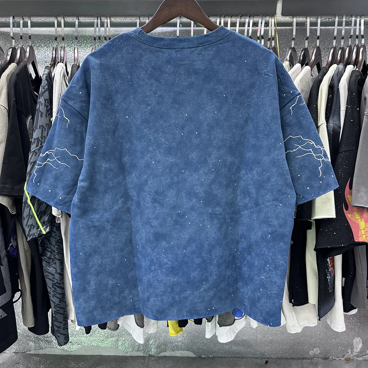 Washed Diamond Blue Rider F-Terry Cropped T-Shirt Men Women Best Quality Top T Shirt Tee