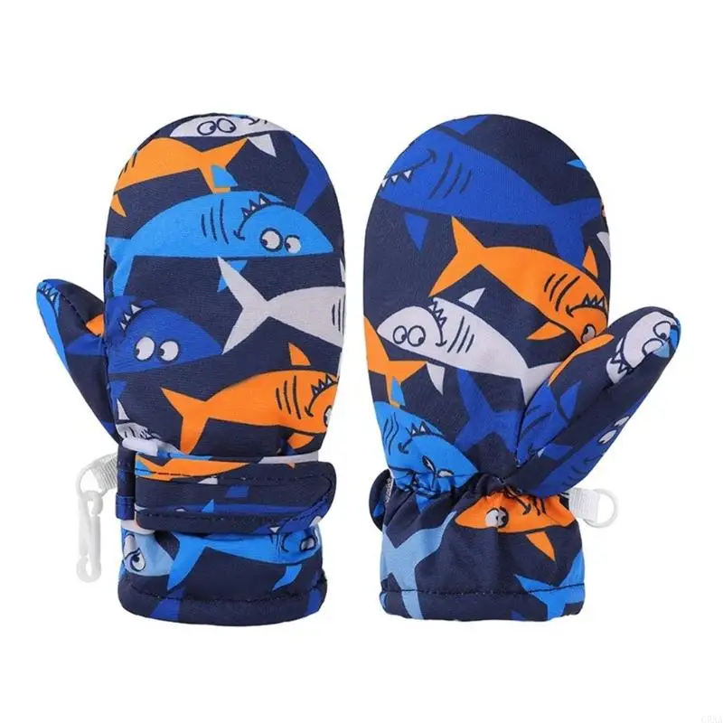 Luvas esqui com isolamento C5aa Padrão desenho animado Patinação gelo Mittens confortável