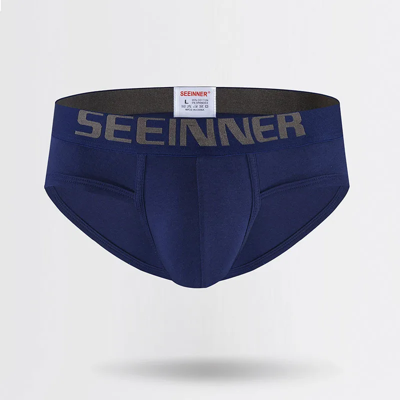 Men's Underwear Cotton Breathable Comfortable Brief Solid Color Youth Low Waisted U Convex Pouch Panties Sweat Absorp Underpants