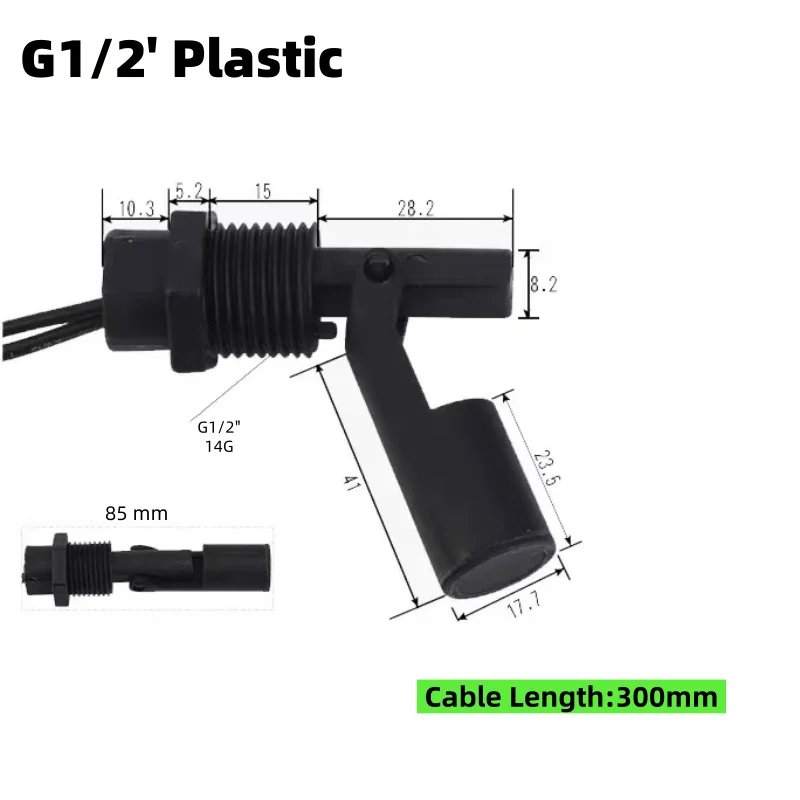 Stainless Steel Float Switch Tank Liquid Water Level Sensor Flow Sensor Level Gauge M10 G1/2\' Thread With Hoffman Connector