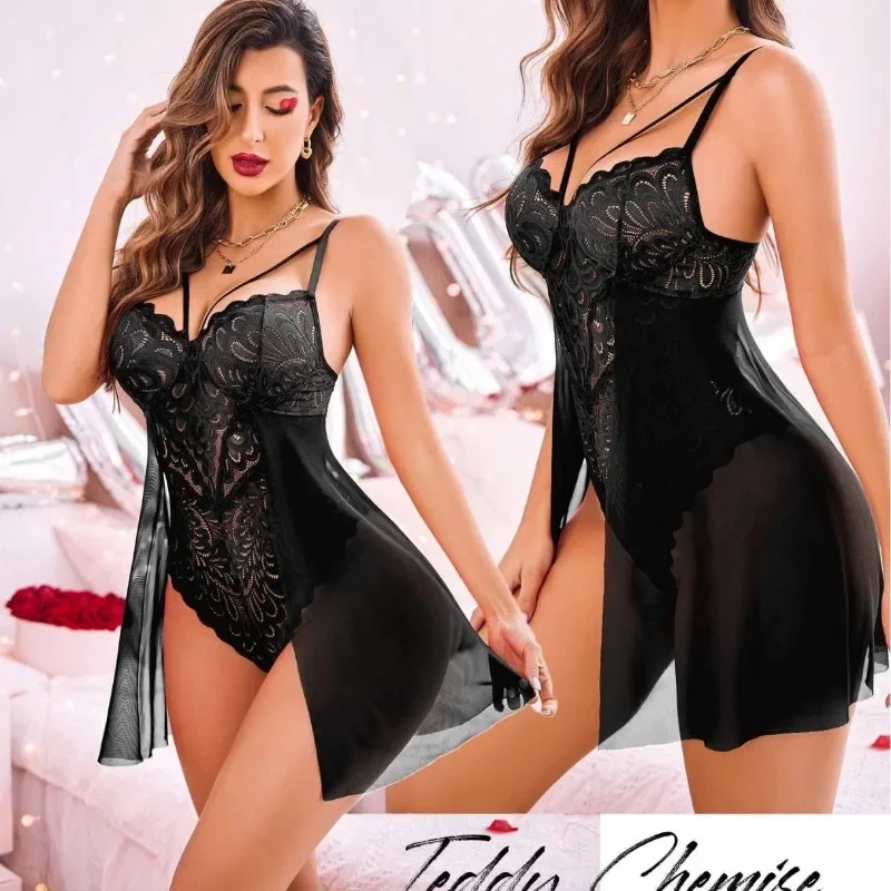 

Sexy Lingerie for Women One Piece Lace Babydoll Sleepwear Bodysuit Tempting Bodysuit Lingerie with Tight Fit and Peach Buttocks