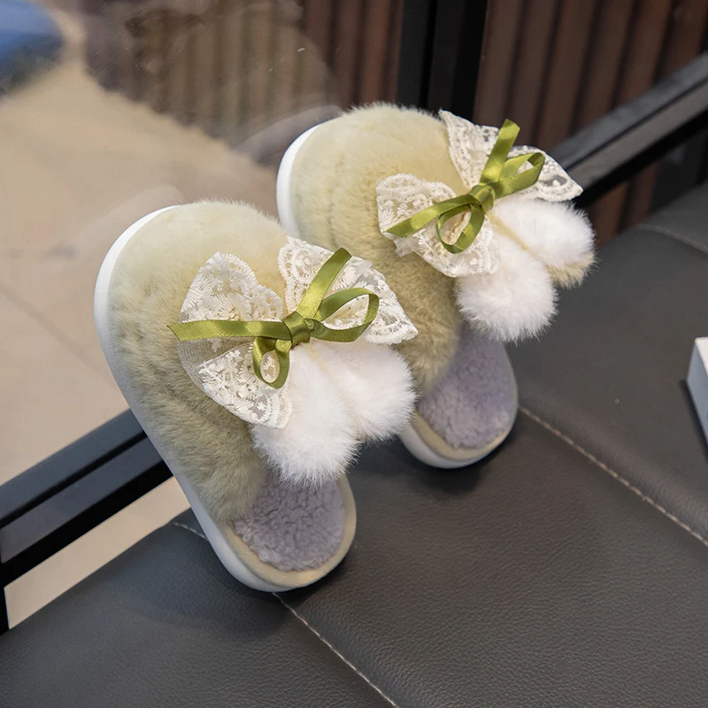 2024 Winter Nieuwe Kinderen Katoenen Slippers voor Meisjes Jongens Mode Koreaanse Stijl Schattige Beer Zachte Comfortabele antislip Warme Schoenen