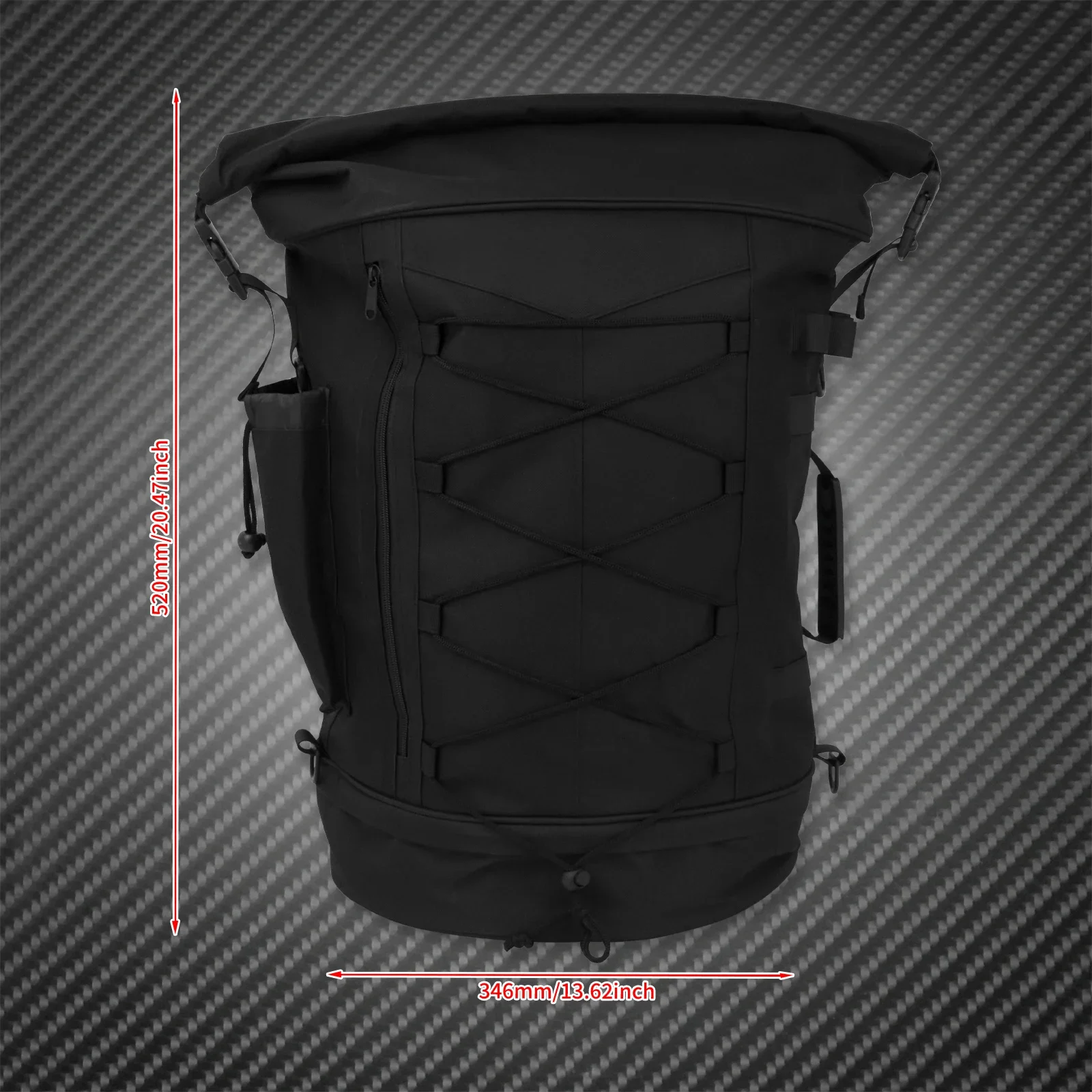 Motorcycle 50L Luggage Backpack Multifunction Tail Rack Bag Travel Outdoor Sports Expandable Sissy Bar Backrest Bag With Straps