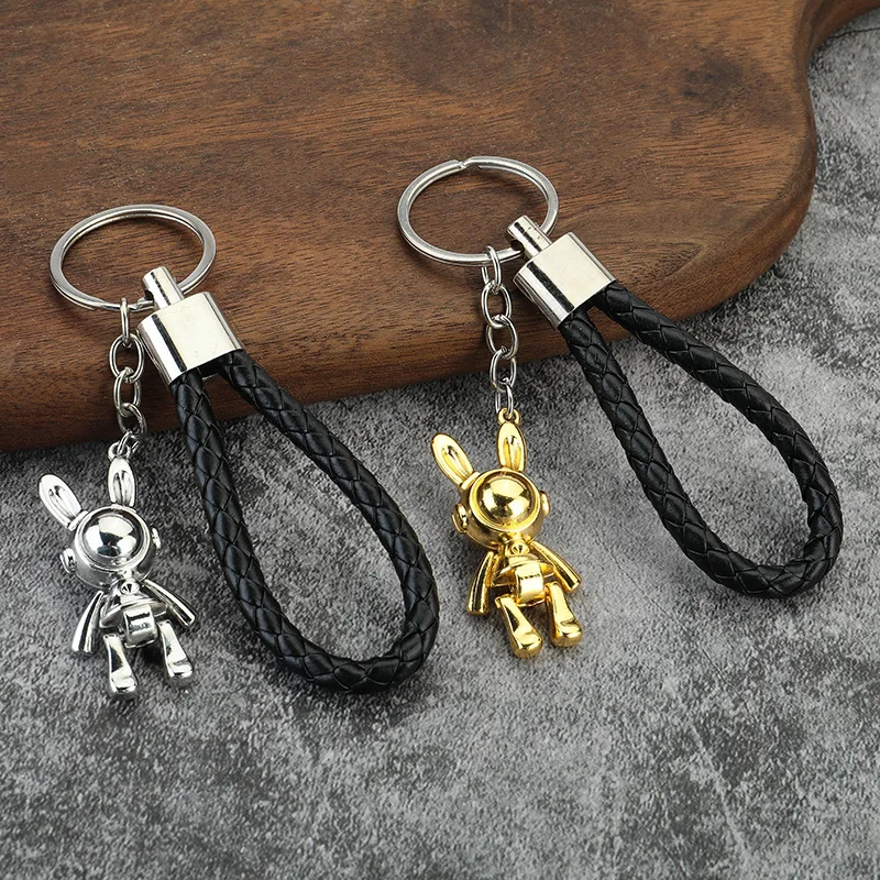 New Creative Space Rabbit Key Chain Creative Metal Personality Men And Women Car Key Chain Backpack Pendant Gift