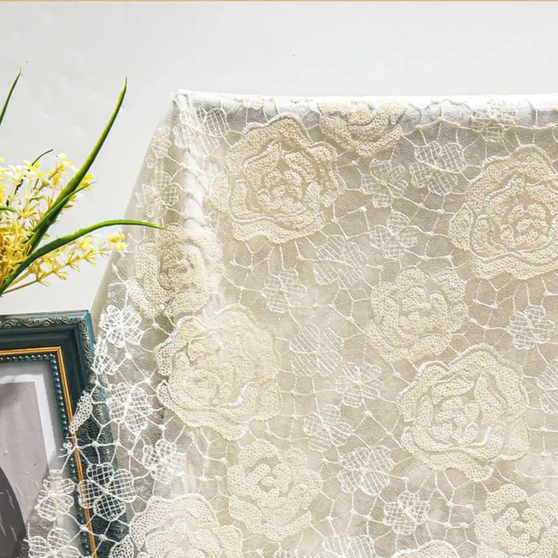 

High-end sequin rose floral lace embroidery glitter 3D floral mesh fabric designer fabric DIY dress wedding dress by yard