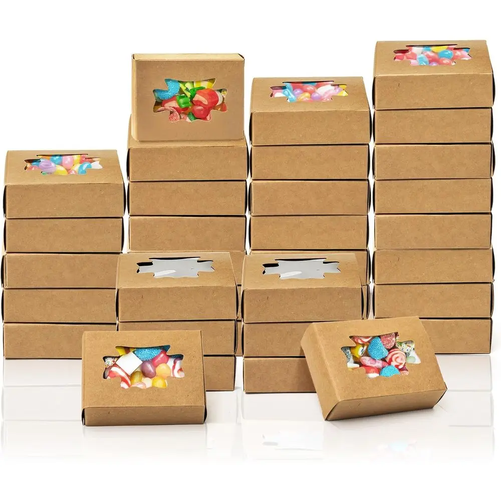 

100-Pack Paper Soap Boxes with Window, Treat Boxes, Soap and Bakery Packaging, Ideal for Sweets and Gift Displays