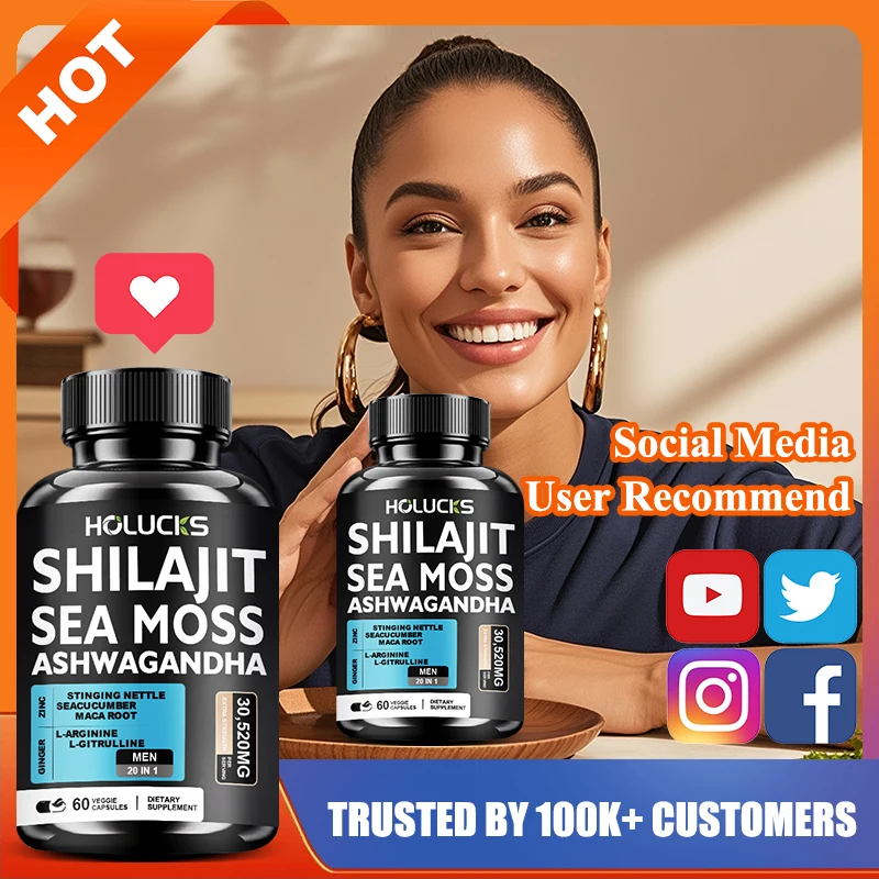 Advanced Shilajit & Sea Moss Supplement, with L-Citrulline, for Male Reproductive Health, Stamina & Immune Defense, Non-GMO