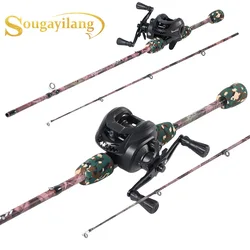 Sougayilang Combo Caña y Carrete Baitcasting Carbono Lubina Trucha