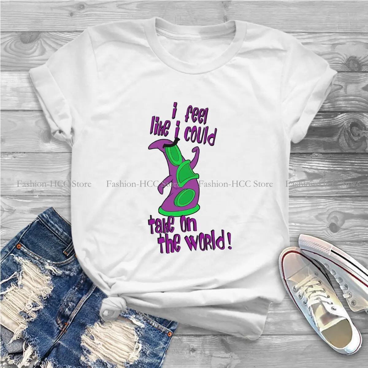 I Feel Like I Could Take on The World Hip Hop Polyester TShirt Day Of the Tentacle Lucas Game Casual T Shirt Female Tee