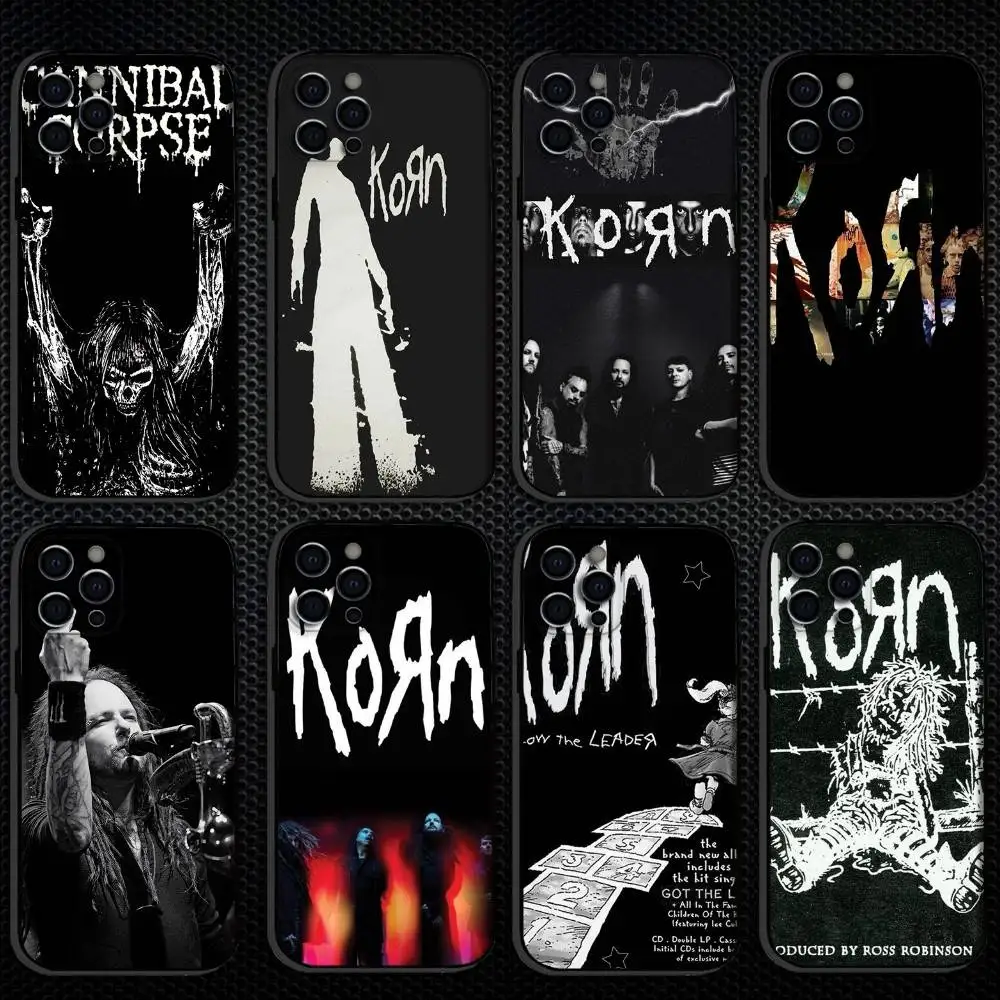 

K-Korn Rock Band Requiem Phone Case For iPhone 16,15,14,13,12,11 Plus,Pro Max, Soft Silicone Black Cover