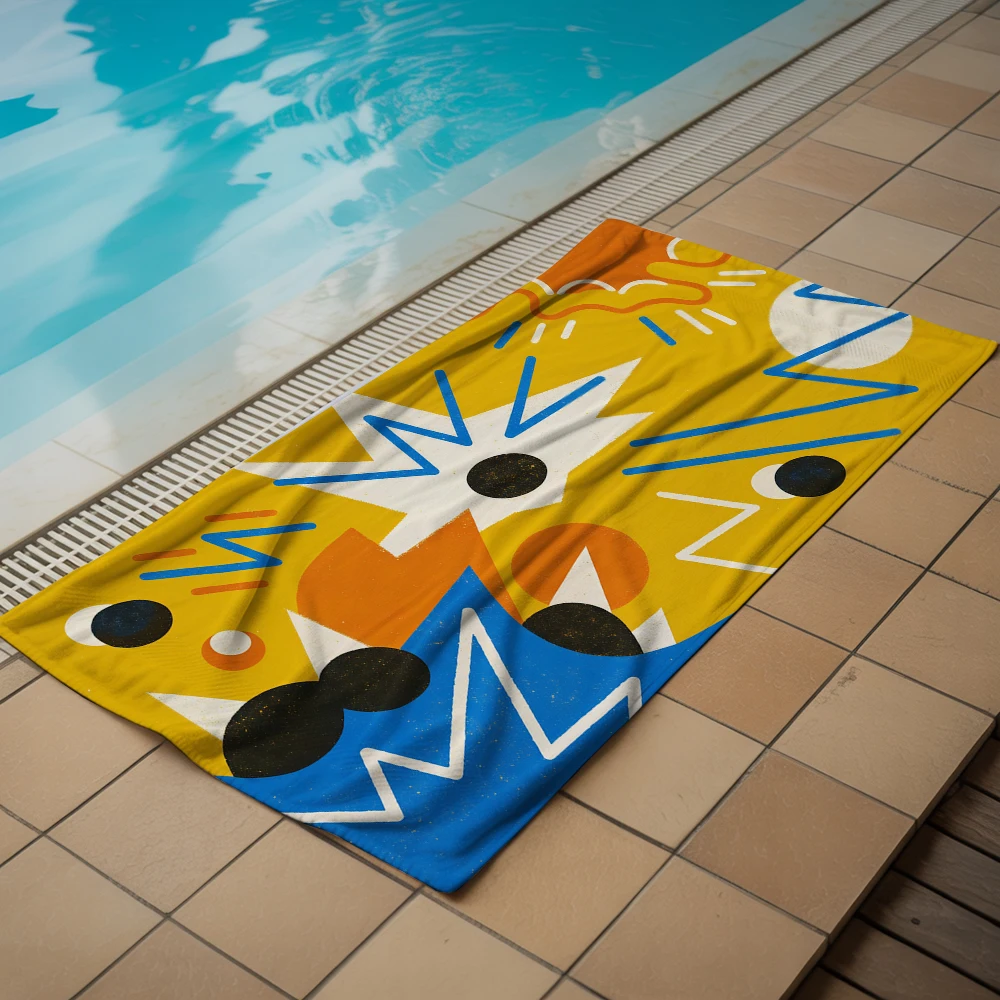 Retro Abstract Geometric Microfiber Beach Towel Quick Dry Sand Free Oversized Soft Absorbent Bath Towel for Swimming Pool Travel