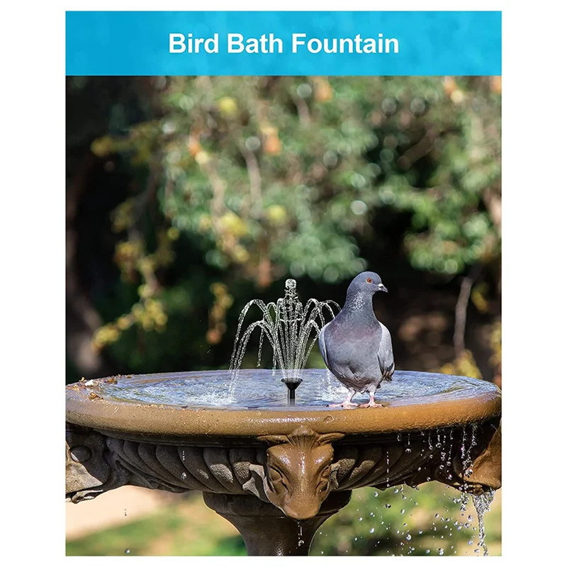 Bomba de fuente de agua solar B-T, bomba de fuente de baño de pájaros solar al aire libre con tubo, bomba de fuente de energía solar