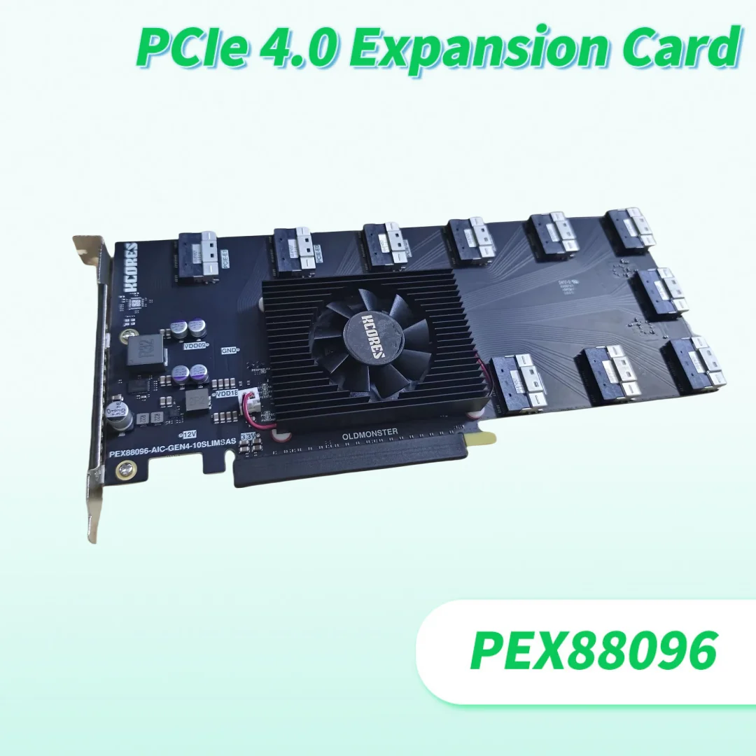 

2025 NEW Plx88096 Expansion Card PCIE4.0 Driver-free Split-free Expandable Up To 20 U.2 SSDs Support 10pcs SFF-8654 8i Interface