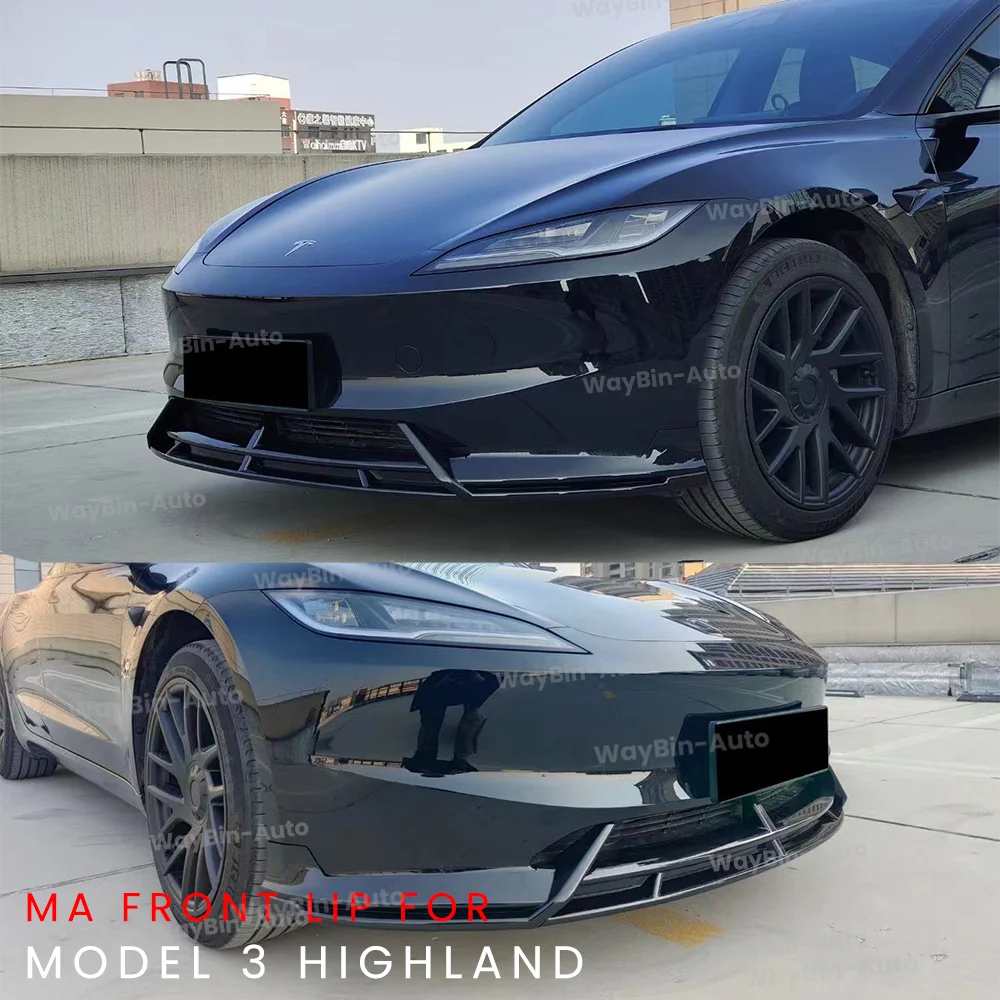 Labbro anteriore per Tesla Model 3 Highland 2024 Spoiler paraurti anteriore kit corpo in carbonio nero lucido modello 3 + accessori Auto