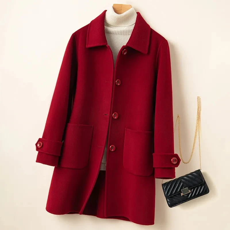 

2023 New Women's Woolen Jacket Autumn Winter Fashion Korean Loose Single-Breasted Wool Coat Female Casual Overcoat Ladies Tops