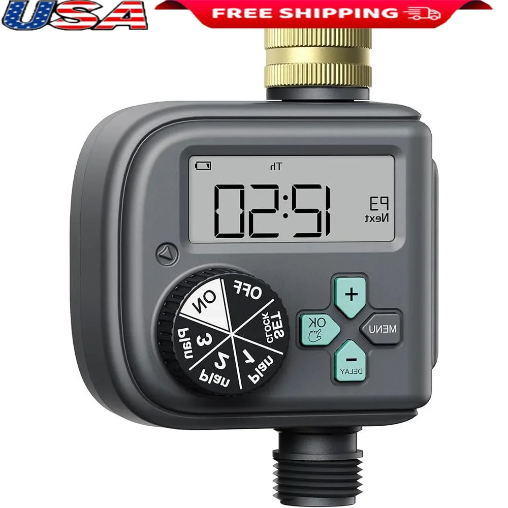 

Таймер водяного шланга с 3-граммой, водонепроницаемый спринклерный таймер, латунный впуск, автоматическое орошение, задержка дождя, ручной режим, прочный