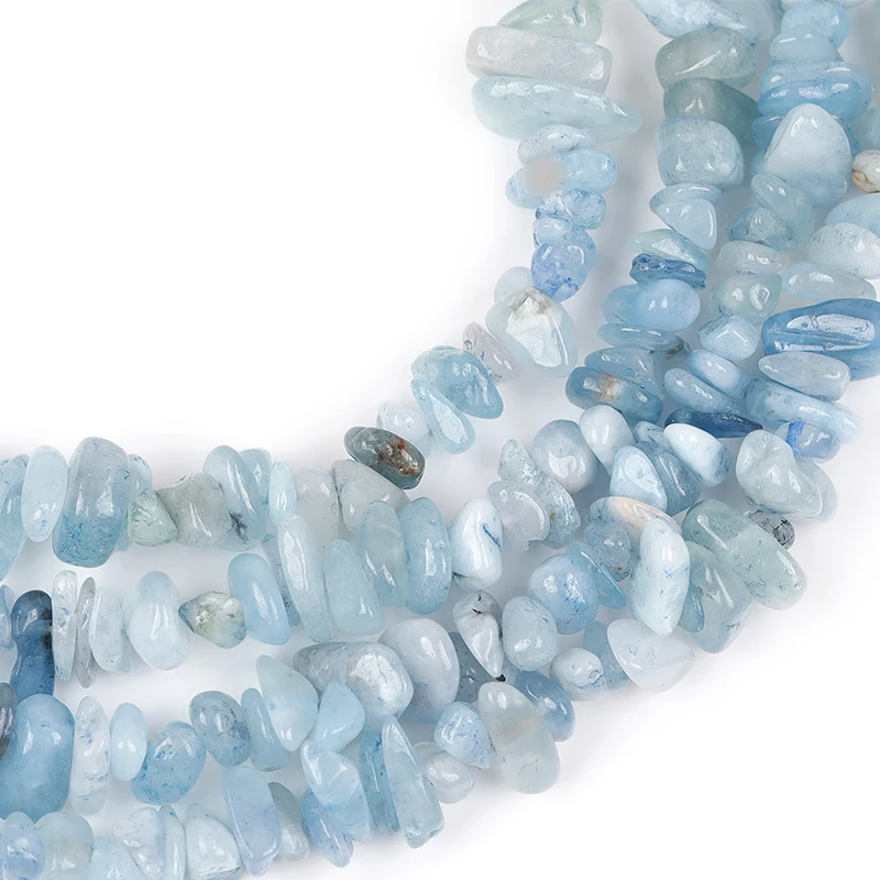Natural Aquamarines 7-8mm Chips Nugget Freeform Loose Spacer Accessorries Beads For Jewelry Making Strand 15-34 Inch Women Gifts
