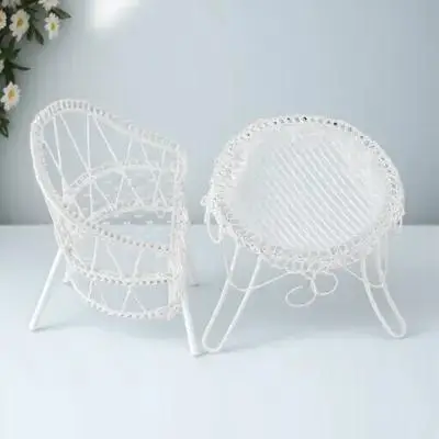 1 Juego de muebles de jardín en miniatura, exquisita Mini silla, mesa para jardín, paisaje, decoración de escritorio, accesorio de fotografía