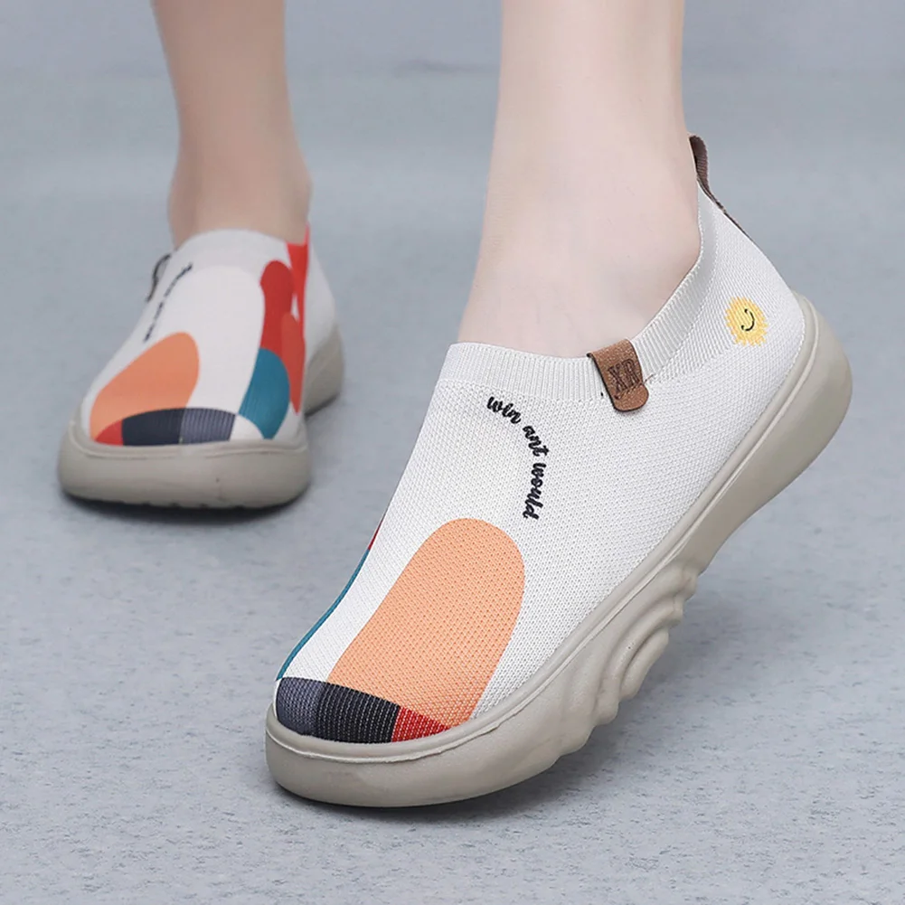 Fashion Man Women Driving Footwear Floral Art Slip-On Flats Breathable Anti-Slip Casual Walking Shoes Round Toe Painted Loafers
