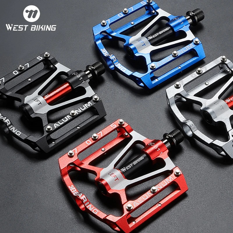 WEST BIKING Professional Grade Bicycle Pedals 280g Lightweight CNC Aluminum 3 Perrin Molybdenum Steel Bearing Widen Bike Parts
