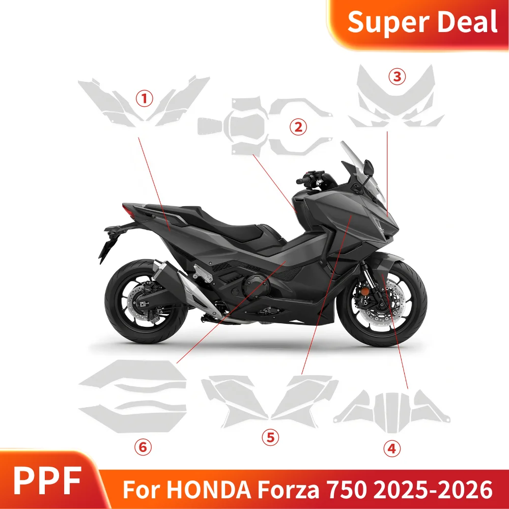 

Для HONDA Forza 750 2025-2026 комплект наклеек из ТПУ, глянцевые, простая установка, устойчивые к ультрафиолетовому излучению, устойчивые к царапинам, защитные наклейки для мотоцикла