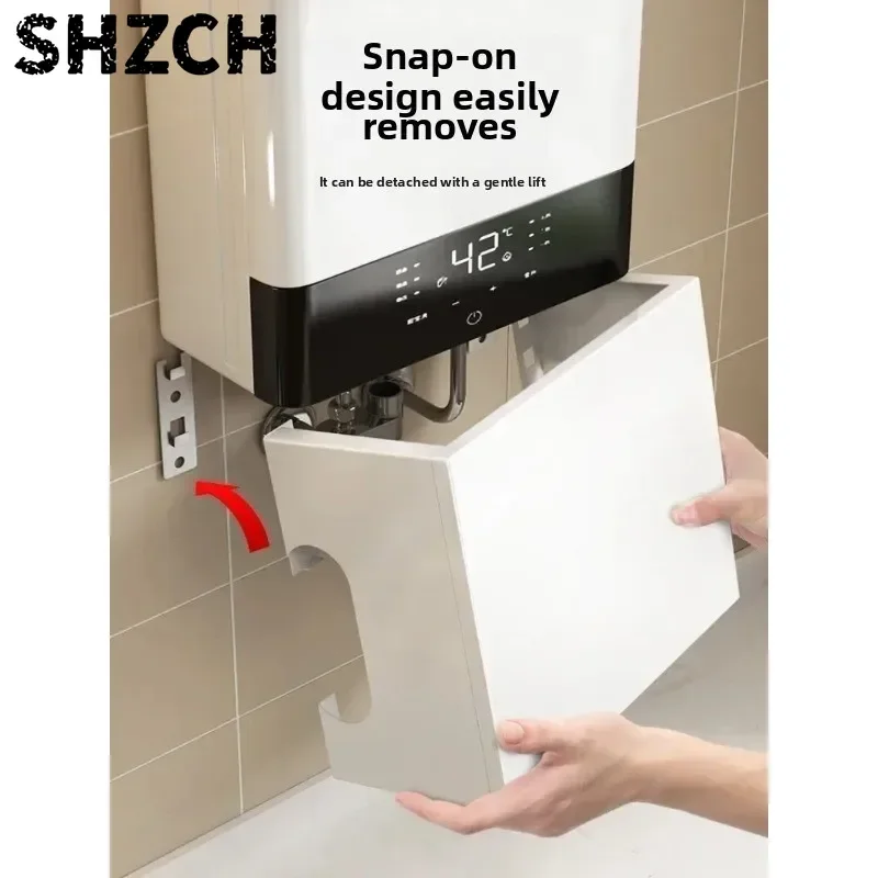 Magnetic Water Heater Cover - Decorative Pegboard for Hiding Gas Pipes, Kitchen Wall Mount Storage Shelf with Hooks