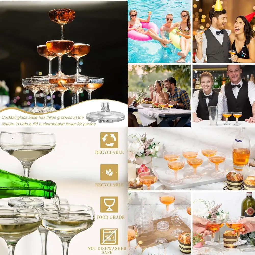 

Набор из 150 прозрачных одноразовых пластиковых бокалов для шампанского объемом 5 унций для вечеринок, свадеб и особых мероприятий