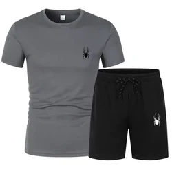 Fato de treino de malha respirável confortável masculino, roupa desportiva, conjuntos running, jogging, fitness, camisola de treino, roupa de verão, novo