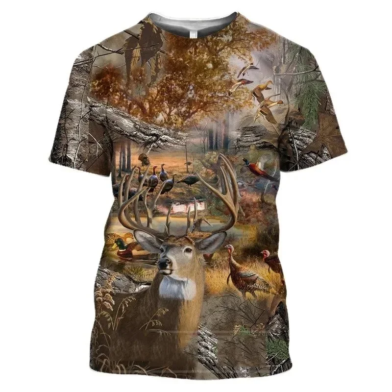 1 Piece Custom Your Picture  New Wild Boar Men Tshirt Jungle Animal Mallard 3D Print Hunt Reed Camouflage T Shirt Guns Hide Deer view 4