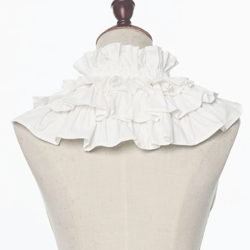 E15F Verstelbare multi -lagen kanten kanten afneembare kraag voor blouses -jurken Vintage mode -accessoire in zwart