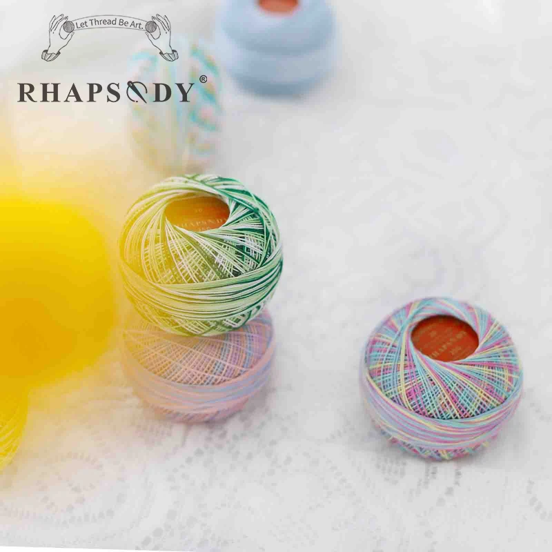 Rhapsody 20 Size 6 Cord Cotton Pearl Thread Variegated Colors For Crochet Tatting Knitting Quilting Needlepoint DIY 25 Grams