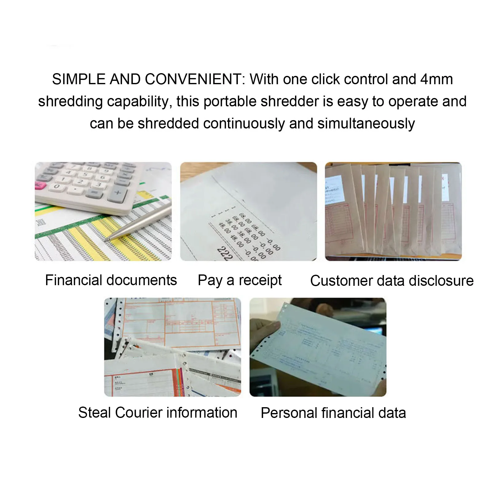ماكينة تقطيع الورق الكهربائية الصغيرة USB المحمولة ماكينة تقطيع الورق الصغيرة USB متعددة الوظائف للفواتير المنزلية المكتبية #6