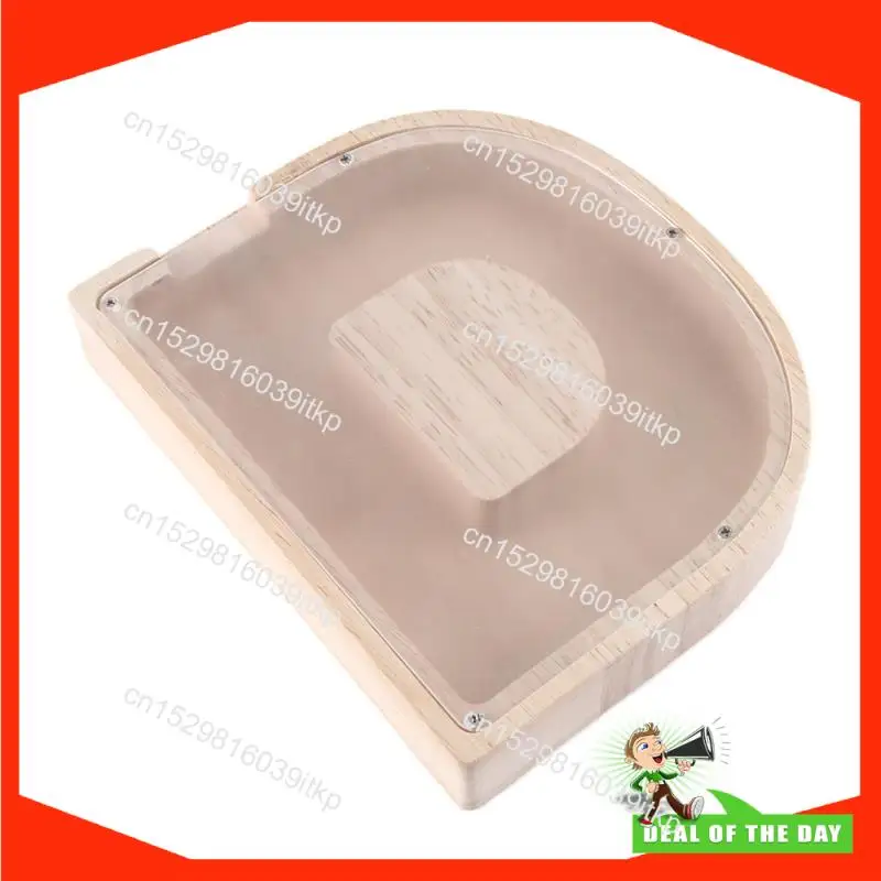 1 أغسطس قطعة من جرة توفير الحروف الخشبية على شكل حروف أبجدية إنجليزية، جرة توفير العملات المعدنية من الزجاج الشفاف D