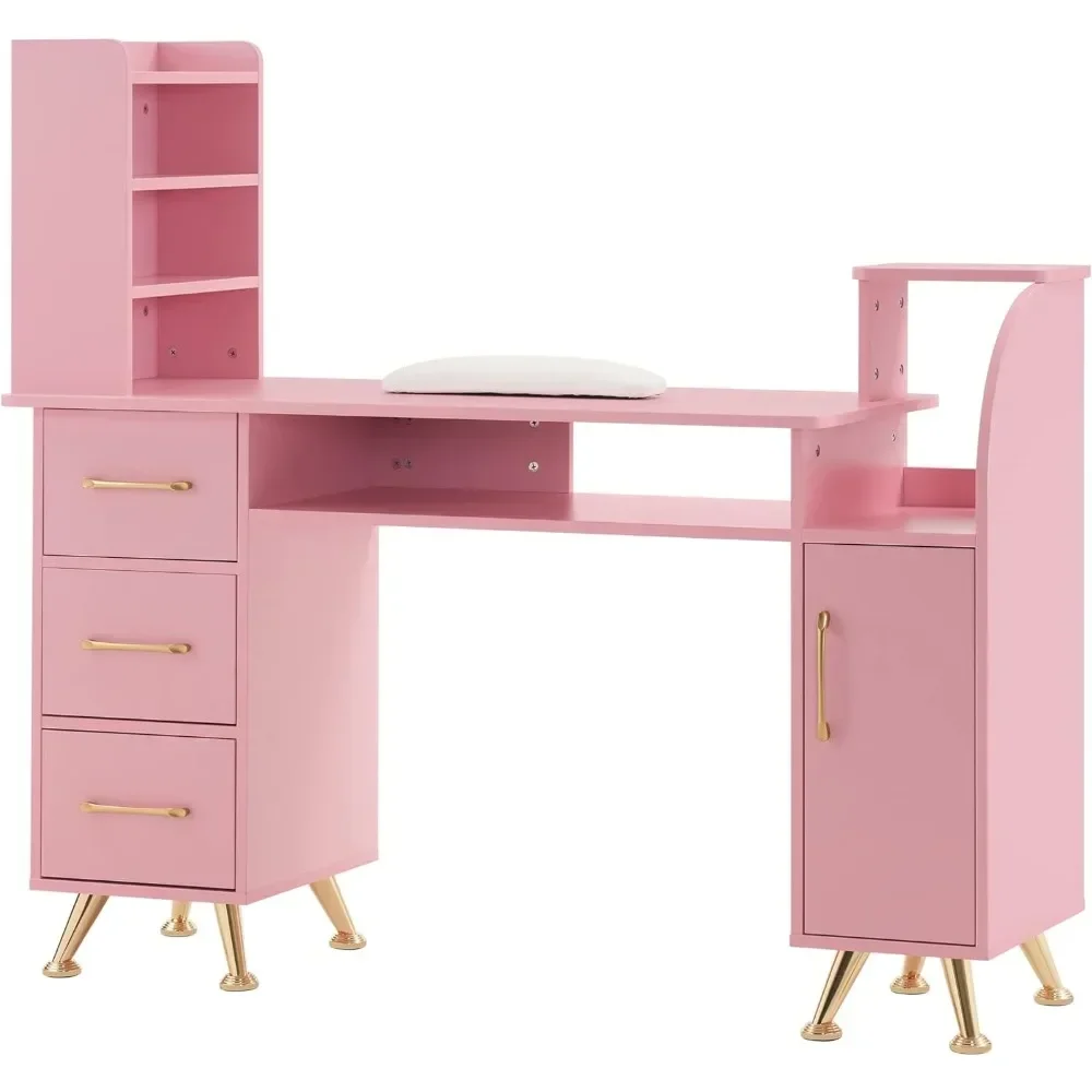 Manicure Table Makeup Dressing Station Nail Desk with Wrist Cushion Beauty Workstation Salon Storage Equipment