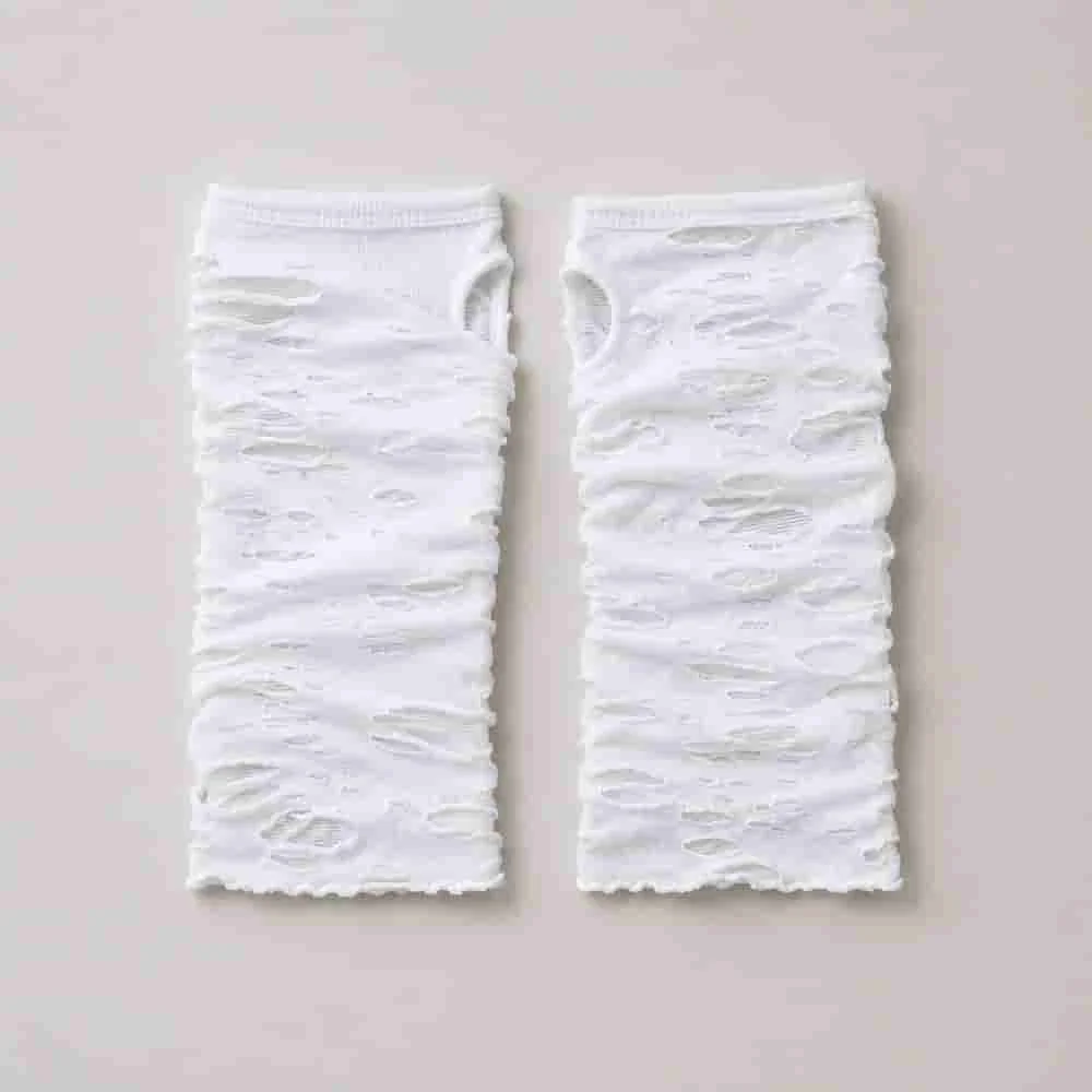 Distressed Fingerless Punk Gloves Halloween Costume Styling Outdoor Activities open fingertip hand warmers typing computer knit