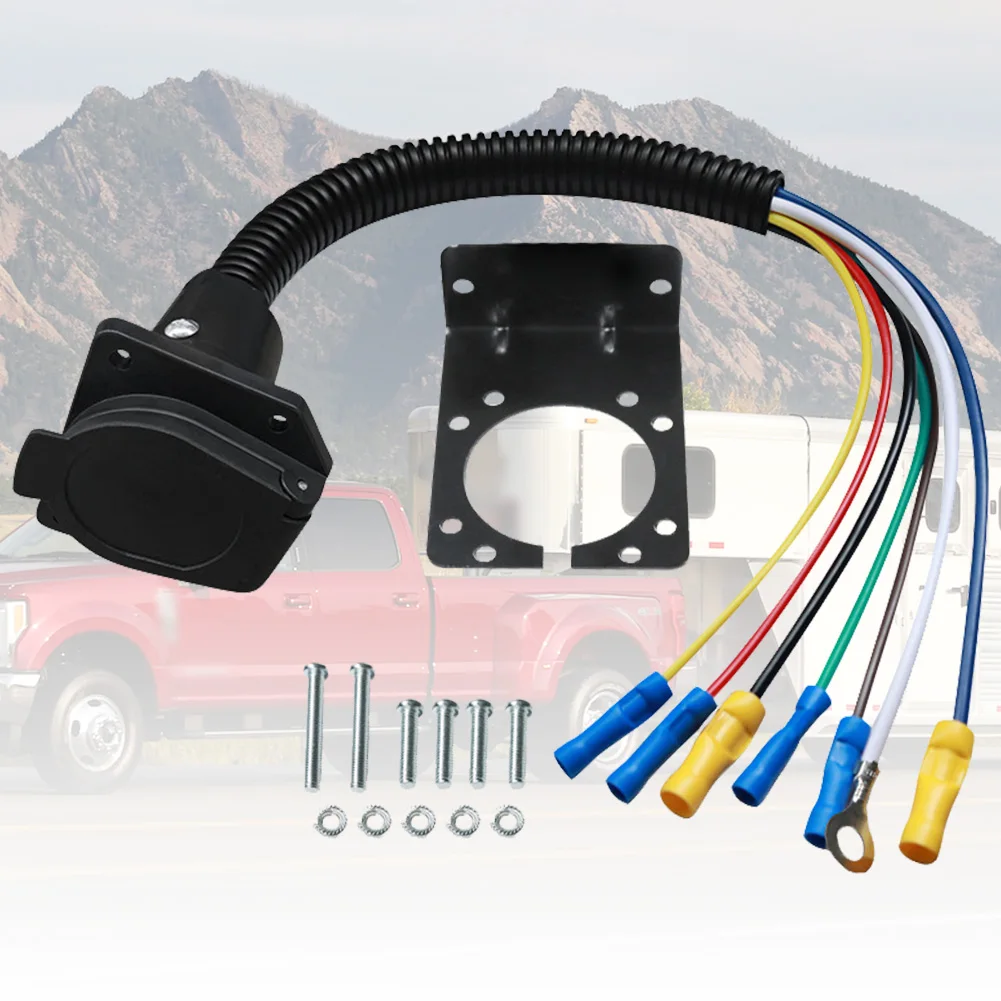 موصل السيارة الأمريكية مع قوس 7 طرق أنثى نهاية مقطورة المقبس متعدد الوظائف للمقطورات المعسكر الأنشطة الخارجية #2