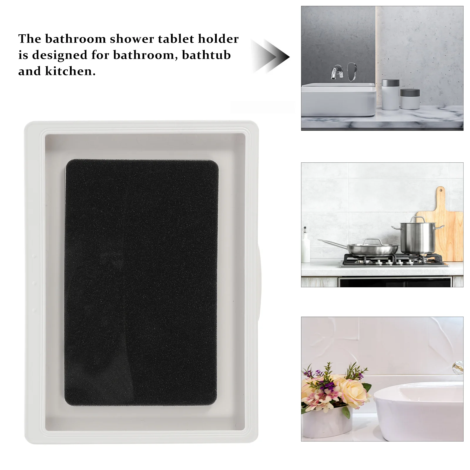 Bathroom Holder Shower Tablet for Punching Rack Waterproof Wall Mount Mounted Stand