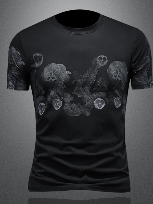 

Футболка мужская ZhanChao, летняя, новая, с круглым вырезом, светящаяся в темноте, из хлопка, с принтом, повседневная, больших размеров