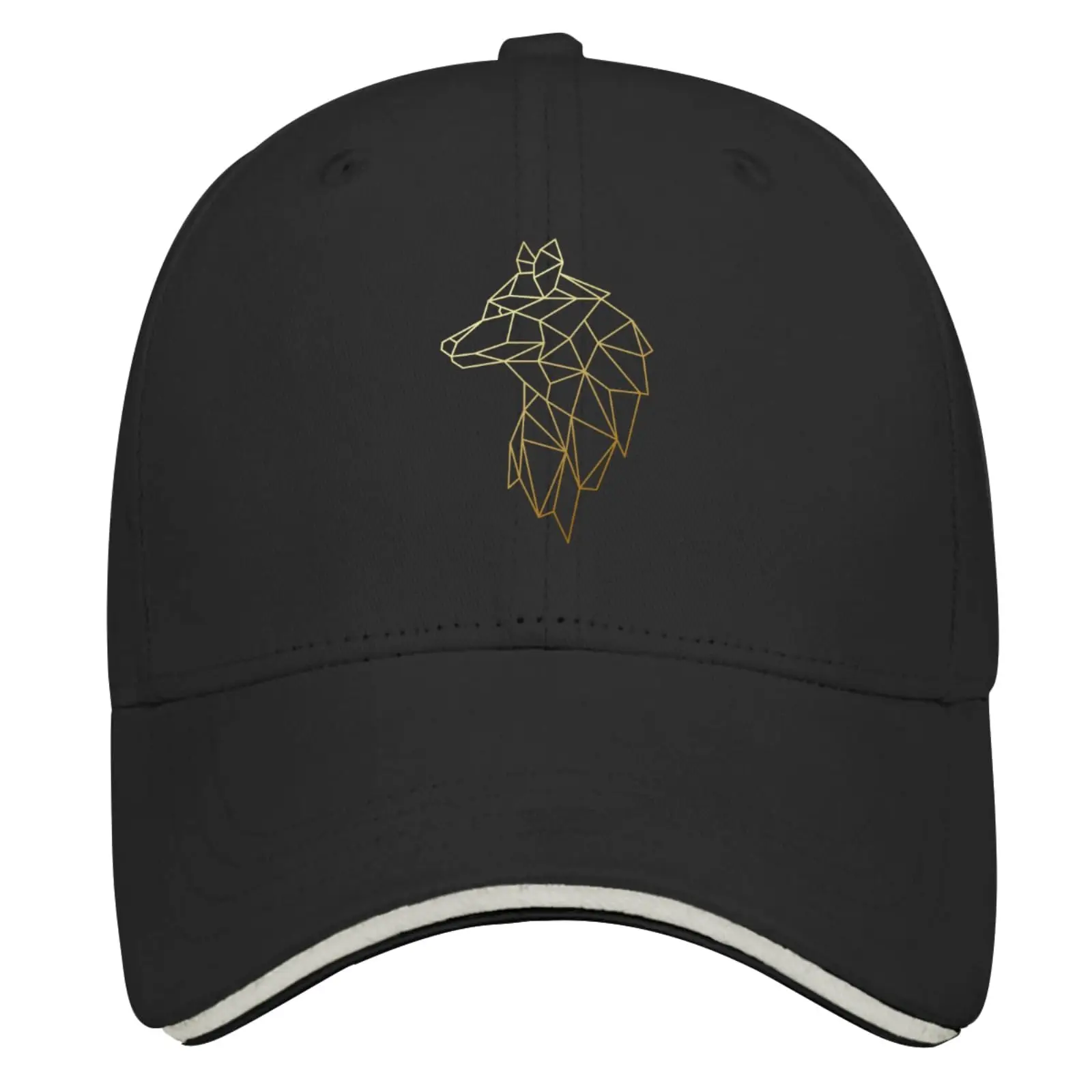 

Baseball Geometric Gold Wolf Caps Trucker Hats for Teen Retro Snapbacks