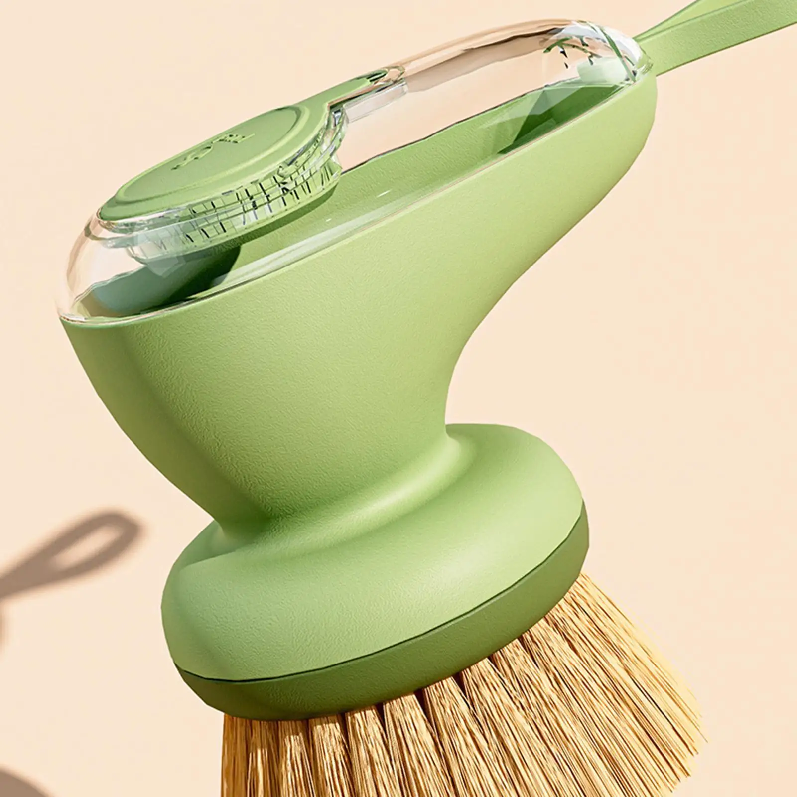 Soap Dispenser Brush Kit Freestanding Design Double Head Dishwasher Pot Scrubber for Kitchen Cleaning